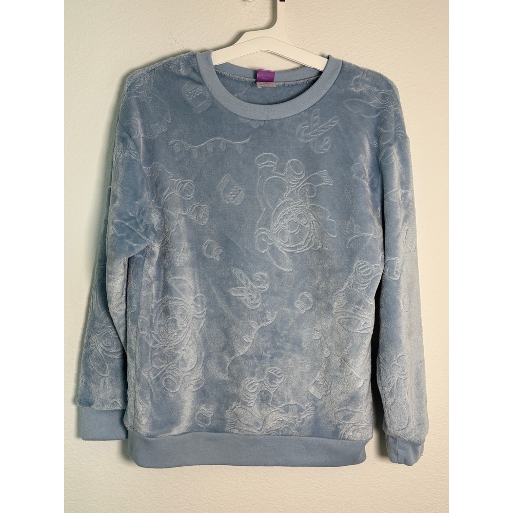 Disney Lilo & Stitch Blue Embossed‎ Fleece Sweatshirt Holiday LS423011LS Medium